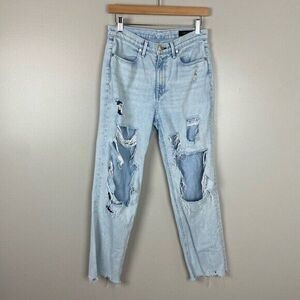 Rag &‎ Bone Ankle Cigarette In Dean Wash Jeans Destroyed Busted Knees size 28